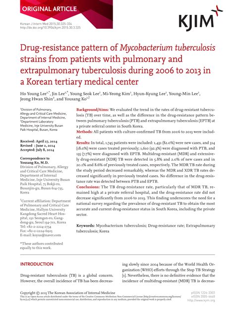 PDF Drug Resistance Pattern Of Mycobacterium Tuberculosis Strains