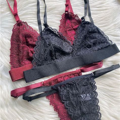 Kit Conjunto De Lingerie Regulagem De Renda Sem Bojo Forro Sexy Calcinha Regulavel