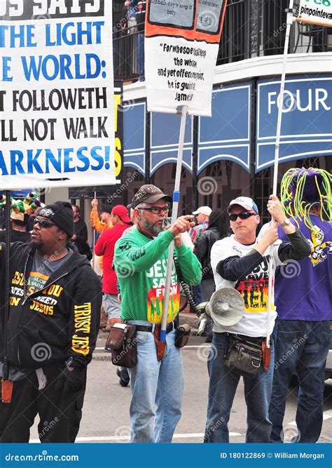 Religious Activists Protesting on Bourbon Street in the French Quarter