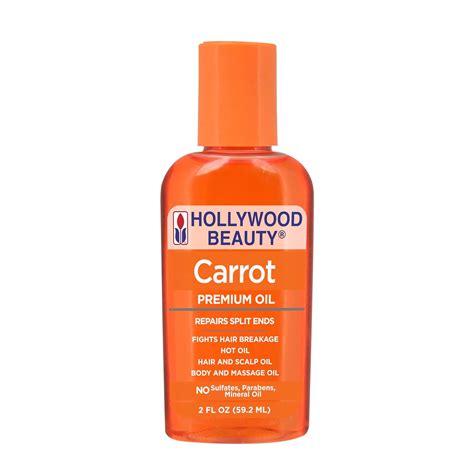 Hollywood Beauty Carrot Hair Oil 2oz Bottle Hair Scalp Skin Nail And Massage Oil