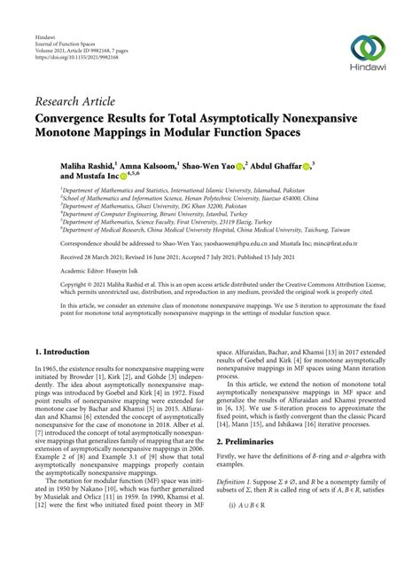 Pdf Convergence Results For Total Asymptotically Nonexpansive