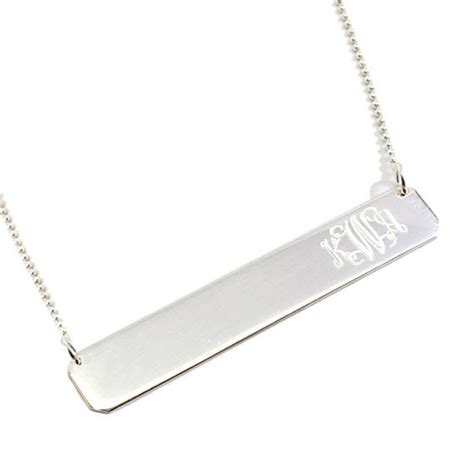 Little Sterling Silver Engraved Bar Necklace Be Monogrammed