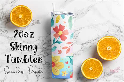 Floral Seamless Oz Skinny Tumbler Graphic By Ntzdesign Creative Fabrica