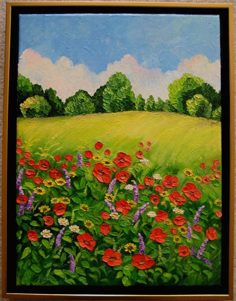 Red Poppy Field Original Oil Painting by Trupti Vakharia - Etsy