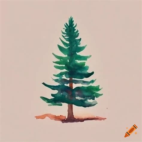 Minimalist Watercolor Pine Tree