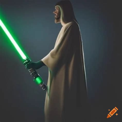 Art of jesus with a green lightsaber on Craiyon