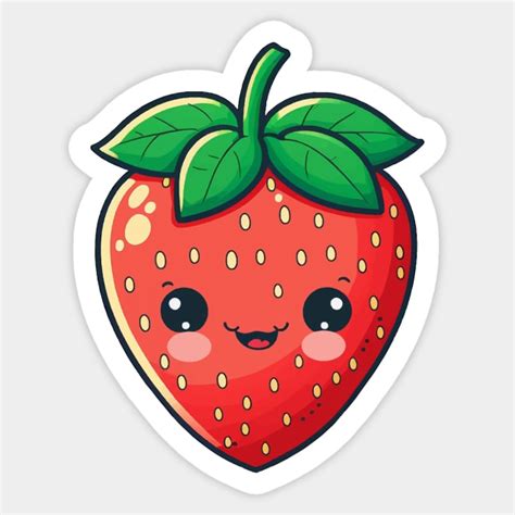 Cute Kawaii Strawberry Fruit Grower Farm Cute Strawberry Sticker Teepublic