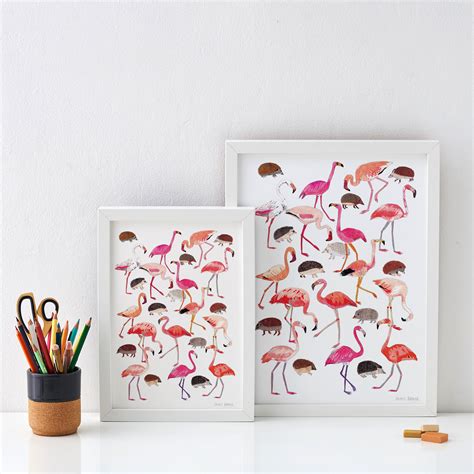 Flamingos Wall Art Pink Flamingo Print Hedgehog Print Alice | Etsy