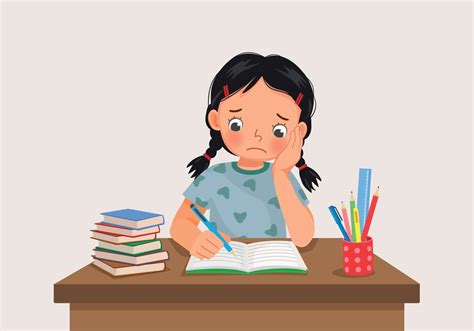 Stressed Student Studying Cartoon