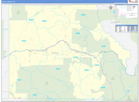 Eagle County, CO Zip Code Wall Map Basic Style by MarketMAPS - MapSales