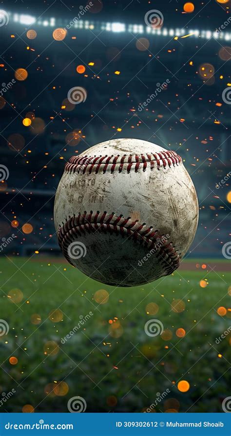 Nighttime Backdrop Sport Stadium with Baseball Ball for Dramatic Effect ...