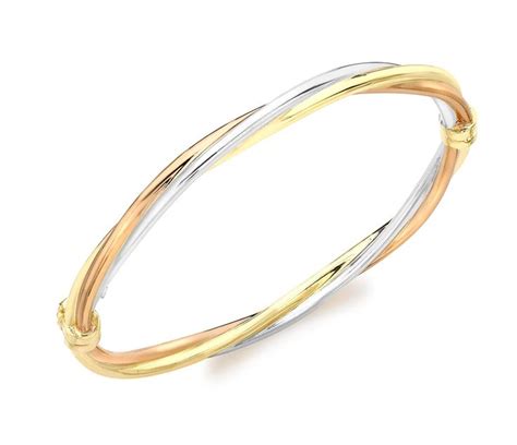 Carissima Gold 9 Ct 3 Colour Gold Twist Bangle Twisted Bangle