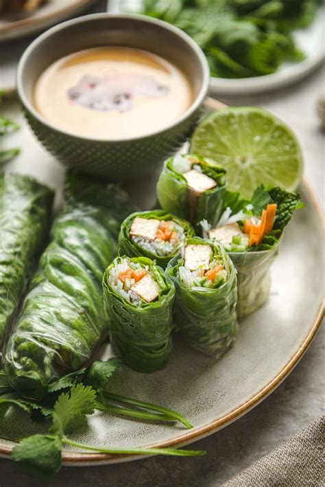 Tofu Spring Rolls With Peanut Dipping Sauce Lemons Anchovies