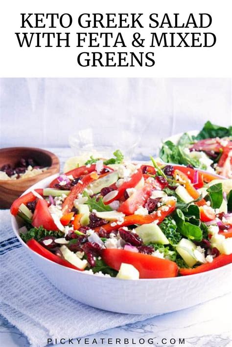 Keto Greek Salad With Feta And Mixed Greens The Picky Eater Healthy