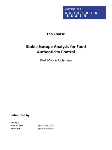 (PDF) Stable Isotope Analysis Report - DOKUMEN.TIPS