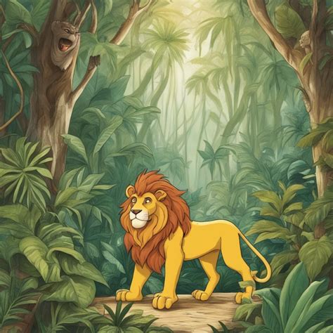 Cuento El León Curioso y la Aventura en la Selva Encantada