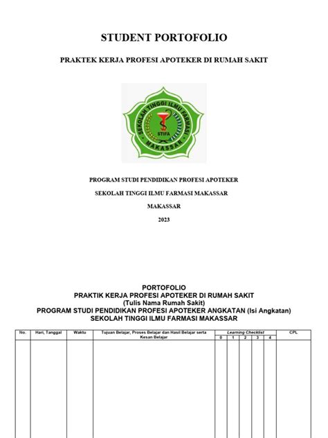 Student Portofolio Pkpa Rumah Sakit 2023 Pdf