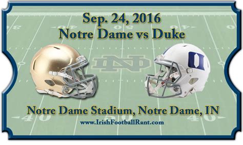 Notre Dame Fighting Irish Vs Duke Blue Devils Football Tickets