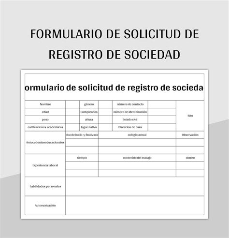 Plantilla De Excel Formulario De Registro De Candidato Solicitud