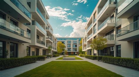 elegant symmetrical courtyard   residential complex premium ai