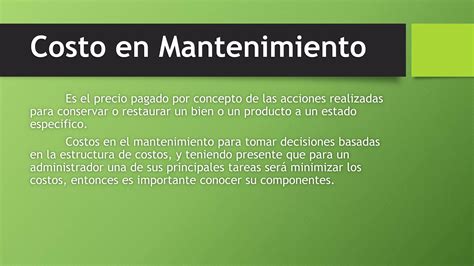 Costos En Mantenimiento PPT