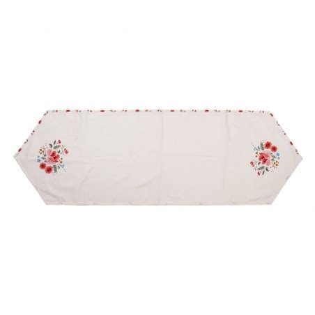 LRC65 Table Runner 50x160 Cm Beige Cotton Roses Tablecloth