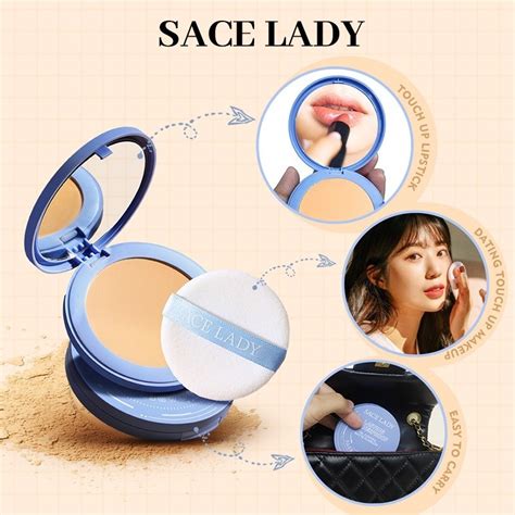 Sace Lady Oil Control Face Powder Foundation Waterproof Compact Setting