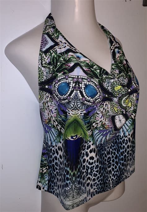 New Halter Strap Swimsuit Top With Bikini Shelf Bra CYN LUCA Size