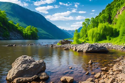 Gambar Pemandangan Tepi Sungai Yang Indah Dengan Wallpaper Pemandangan