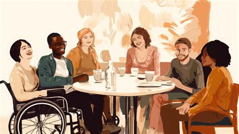 Premium Ai Image A Group Of People With Disabilities Have Lunch At A