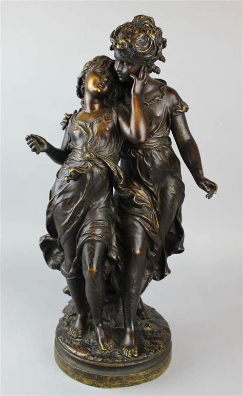 Lot French Bronze Group Of Two Nymphs After Moreau