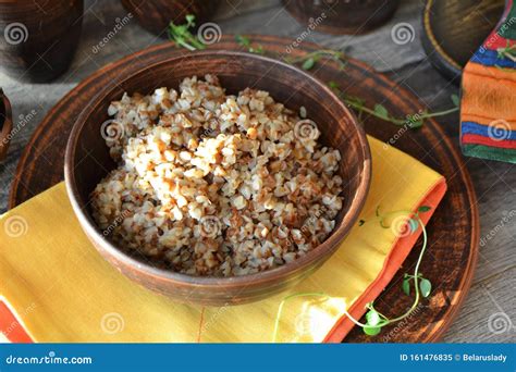 Gachas De Trigo Sarraceno Tradicionales Cocina Eslava Cerca Imagen De