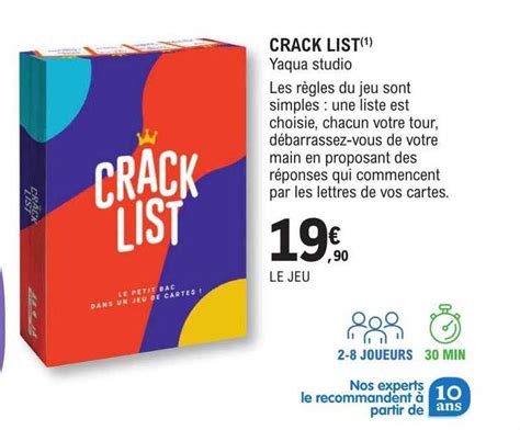 Promo Crack List Yaqua Studio Chez E Leclerc ICatalogue Fr