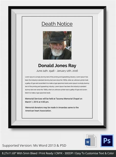 Death Notices - 16+ Printable Word, Excel, PDF Format Download!