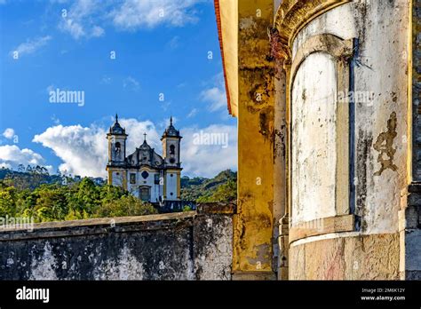 Perspective Of Baroque Style Churches In Ouro Preto Stock Photo Alamy