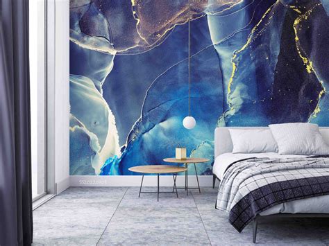 3d Abstract Blue Marble Texture Wall Mural Wallpaper Gd 1027 Jessartdecoration