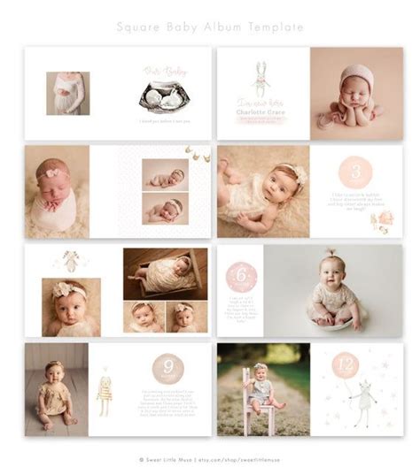 Milestone Baby Album Template for Photographers Baby's First Year Album ...