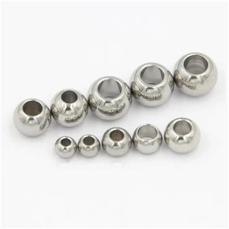 50pcs 3 4 5 6 8 10mm Silver Stainless Steel Spacer Beads European Ball