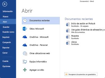 Abrir archivos desde el menú Archivo Soporte de Office