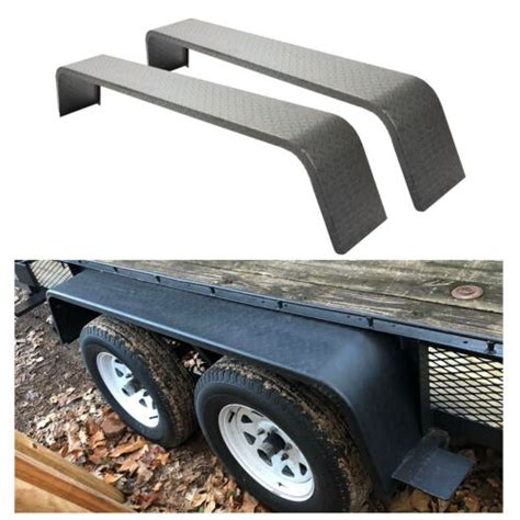 2 Diamond Tread Plate Tandem Axle Trailer Fenders Steel 10 1 4 X72 7 8 X13 Ebay