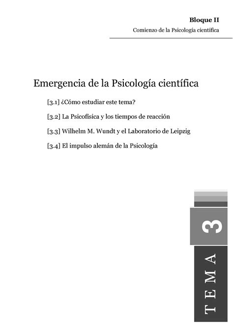 Tema Resumen Historia De La Psicolog A Bloque Ii Comienzo De La