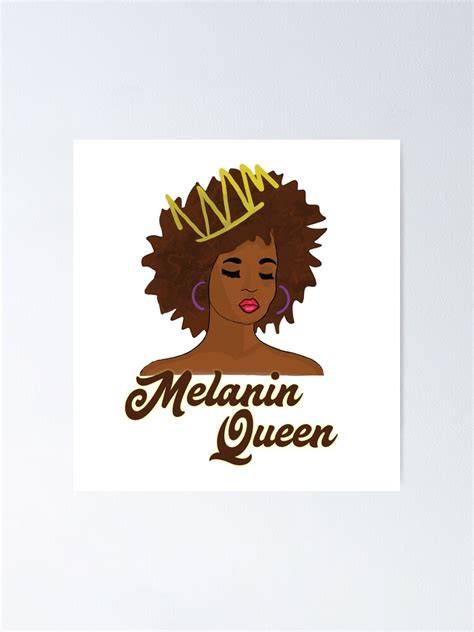 Melanin Afro Queen With Crown Drawing Poster By Blackartmatters Redbubble