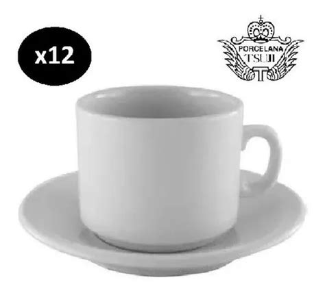 Juego Taza Cafe C Leche Y Plato Porcelana Tsuji Pack X Cuotas