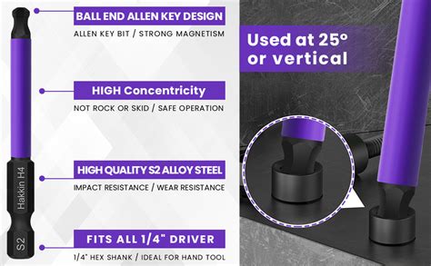 Hakkin Allen Key Bit Set Pcs H Ball End Allen Wrench Key Set S Steel