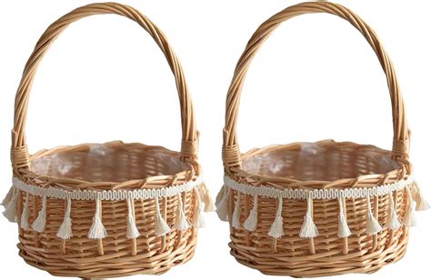 Blumenm Dchen Korb Hochzeit Rattan Blumenkorb Mit Henkel Gewebter