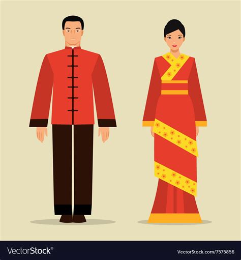 Chinese man and a woman in national costume Vector Image