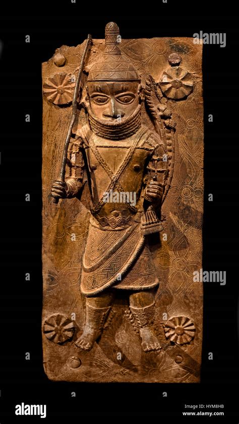 Bronze Brass Plaque Showing The Oba Of Benin With Attendants Edo