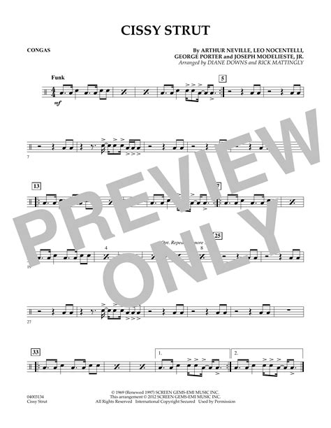 Diane Downs Cissy Strut Congas Sheet Music Pdf Notes Chords Funk Score Concert Band