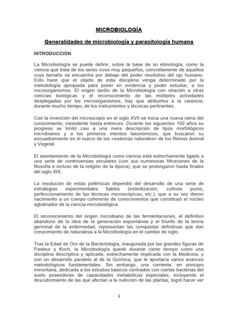 Generalidades De Microbiología Y Parasitología Humana Pdf Microbiología Biología