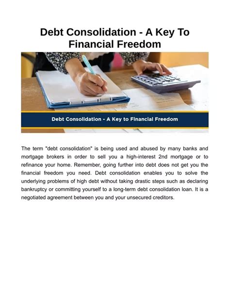 PPT Debt Consolidation A Key To Financial Freedom PowerPoint